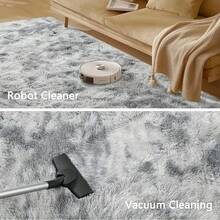 Soft Plush Tie Dyed Bedroom Mat - Comfortable Gray Carpet, Hand Washable Polyester Blend, Perfect For Indoor/Outdoor Use, Adding Warm And Comfortable Floor Coverings To Any Space | Modern Decorative Accessories | Durable Floor Mats, Bedroom Carpets - Light Grey - View 4
