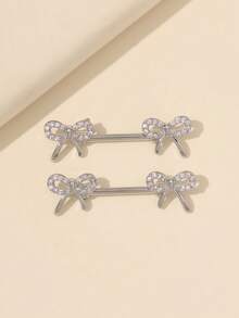 1 Pair Rhinestone Butterfly Shaped Elegant Women Nipple Rings