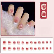 24-Piece Short Elegant Bridal Press-On Nails - Removable With Bonus Kit