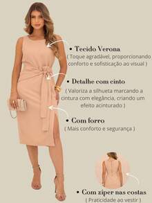 Dress With Sophisticated Fit And Front Knot Knot Knot In The Front - Nude - View 6