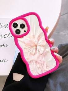 1pc Customized Macaron Design Wavy Pattern Phone Case, Rose Red Color, DIY Phone Case, Couple Phone Case, Phone Case Gift, Silicone Phone Case, Personalized Phone Case, Unique Phone Case, Customized Phone Case For Galaxy, Fashionable, Colorful, Cute, Personalized, Unique. For Boyfriend, Girlfriend, Family, Friends