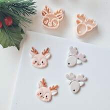 1pc Christmas Reindeer Polymer Clay Earring Cutter, Embossed Elk Shape Clay Cutters For Pendant Necklace & Jewelry Making, Animal Polymer Clay Tools, Winter Themed 3D Printed Clay Cutter For Jewelry Maker