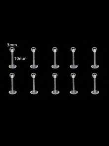 10 قطع من حلقات الاختراق الشفافة من البيوفليكس لأنف وبطن وحاجز الأنف والحاجب والشفة والغضروف والأذن الخرطومية، حلقات اختراق بلاستيكية للعمل والمدرسة