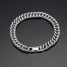 Titanium Steel Double-Woven Cuban Chain Bracelet - Colorfast, Minimalist, Hip-Hop & Cool Style For Men Crafted From Titanium Steel, This Bracelet Boasts Exceptional Colorfastness-Resisting Fading Even With Daily Wear, Ensuring Long-Lasting Shine.