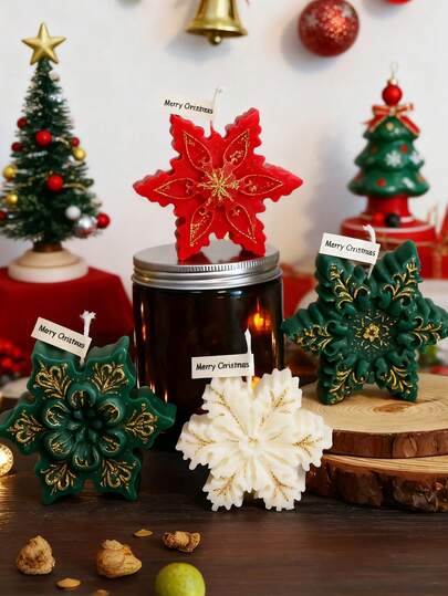 1 件 3D 雪花硅胶模具，适用于 DIY 圣诞蜡烛/肥皂/树脂/石膏/水泥工艺品 - 灵活可重复使用，精细雕刻纹理模具，适用于节日装饰/烛台和手工圣诞礼物