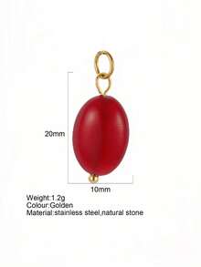 1pc Vintage Elegant Stainless Steel Natural Stone Geometric Pendant, DIY Necklace Bracelet Earring Keychain, Suitable For Christmas Gift & Daily Wear