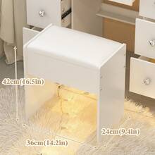 Dressing Table Stool Chair Makeup Seat Vanity Bedroom Side Stool UK STOCK - White - View 7