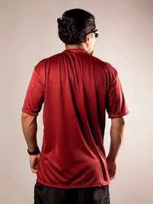 Camiseta Oversized Vinho Dryfit Masculina Camisa Streetwear Gola Alta Poliester Premium - Vinho - Visão 8