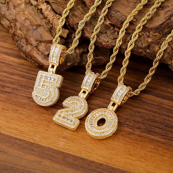 New Fashion Digital Necklace, Artificial Synthetic Zirconium Digital Letter Pendant Necklace, Punk Men And Women Hip-Hop Necklace, Couple Necklace, Suitable For Festivals And Gift Giving Jewelry Gifts