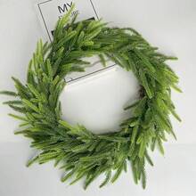 1个圣诞装饰花环,人造触感柔软橡胶材质,松针花环,逼真植物展示,19.69英寸植物装饰,逼真塑料植物装饰,适用于家居、派对、办公室、花园、酒店、室内外装饰,节日送礼佳品 - 彩色 - 查看 10