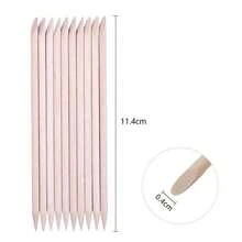 Palito de madera naranja de un solo uso, herramienta para el cuidado de las uñas, elimina la piel muerta, limpia, dispositivo multifuncional, palito de madera naranja sin filo, palito con puntos, palito empujador de madera, palito para quitar uñas. Usado para eliminar la piel muerta y limpiar las uñas, adecuado para salones de uñas y manualidades de arte de uñas