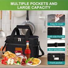 "Floral Print Insulated Lunch Bag - 600D Oxford Waterproof Thermal Cooler For Office, School And Picnics, Leakproof Portable Bag With Shoulder Strap, Multi-Color, Good Heat Preservation" - Multicolor - View 2