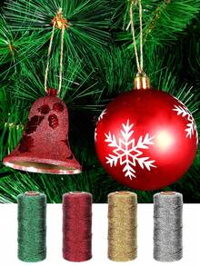 1Roll Gold And Silver Metallic Wire, Hemp Rope, Hang Tag Cord, Decorative Accessories For DIY Christmas Decorations, Gift Wrapping, Jewelry, Party Supplies, Art Crafts, Sewing, Suitable For Father's Day, Mother's Day, Graduation, Christmas, Birthday Parties