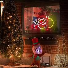 Christmas Santa Claus Decorative Neon Sign Light, Indoor Holiday Atmosphere Lamp