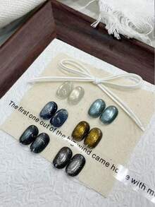 15毫升Y2K指甲油 - 黑色、白色、星空蓝、钻石猫眼、极光猫眼指甲油、UV指甲油、美甲用品、美甲配件、亮泽美甲、法式美甲 - 彩色 - 查看 4