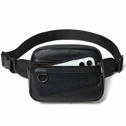 Leresas 2L Fanny Packs For Women Men Cross Body Belt Bag Vegan Leather Fashion Waist Pack Waist Bag Travel Hiking Running, Light Grey, 8 Inches X 2.75 Inches X 5 Inches,  Fanny Pack