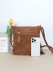 1个复古流苏包，女士仿麂皮斜挎包，休闲女士手提包，流苏单肩包，适合日常使用和送礼 - 彩色 - 查看 5