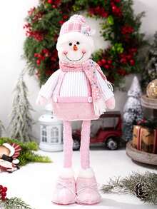 1pc Cute Christmas Pink Sequins Retractable Decorative Ornaments, Santa Claus, Snowman, Elk Desktop Decorative Ornaments, Christmas Tree Scene Decoration Props, Holiday Party Christmas Atmosphere Decoration Props, Christmas Decorations Gift, Christmas Decor, Room Decor, Home Decor