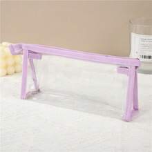 1pc PVC Transparent Triangle Pencil Case, Minimalist Back To School Student Large Capacity Zipper Storage Bag, Portable & Waterproof