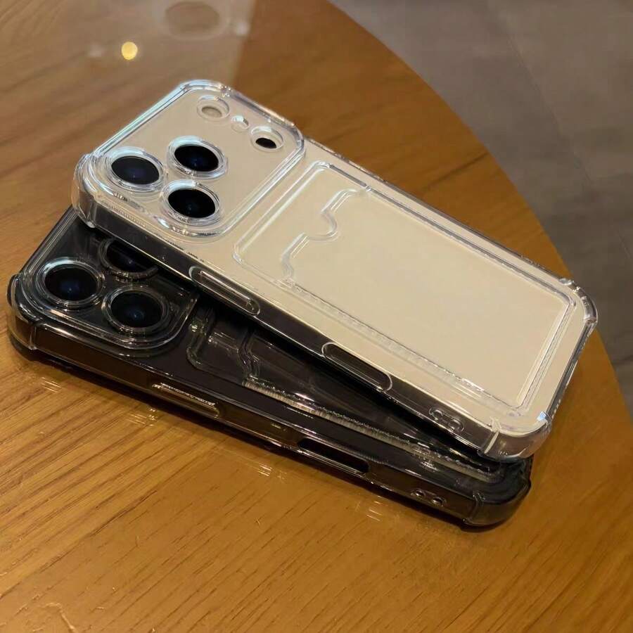 Transparent Phone Case, Suitable For Various Phone Protective Cases. Compatible With Apple 17/17 Pro/17 Pro Max/17 Air Series Transparent Card Slots, Card Slots, Card Slots, As Well As Universal Phone Cases, Protective Cases, Shells, Covers And Anti-Drop Cases. Wallet Phone Case - Transparent-card Holder - View 1