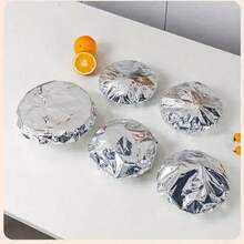 10 piezas/30 piezas Papel de aluminio para envolver alimentos, plateado, elástico, apto para contacto con alimentos, sin olor, adecuado para almacenar sobras y protección contra el polvo, para uso en cocina y restaurante, apto para contacto con alimentos - Plateado - Ver 4