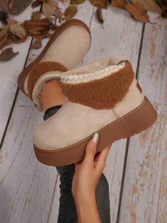 Plus Size Dam Retro Varma Halkfria Snökängor