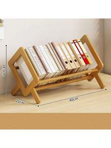Bamboo & Wood Bookshelf, Book Storage Rack, Minimalist Style Bamboo & Wood Desktop Book Stand, Student Desk Organizer Rack, Multifunctional Office Desk Shelf, Desktop Decor, Minimalist Desktop Book Organizer, Desktop Book Display Rack - متعدد الألوان - مشاهدة 13