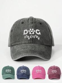 1pc Outdoor "Dog Mom" Embroidered Washed Baseball Cap, Adjustable Casual Sun Hat Suitable For Spring/Autumn, Travel, Unisex, Y2K Style - Washed Baseball Cap - View 10