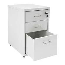 3-Drawer Vertical File Cabinet - Metal Mobile Filing Cabinet With Lock, Fits Letter, Legal, And A4 Size Documents, For Home Office Use (White) - White - View 3