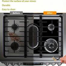 1 Set Of Reusable Insulated Stove Covers - Non Stick, Washable, Scratch Resistant Gas Stove Top Protector - Protects Burners, Kitchen Utensils, And Countertops - Easy To Clean, Durable Kitchen Accessories - 黑色 - 查看 5