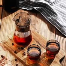 Jarra de cafetera de vidrio de 17oz/500ml, taza de vaso de chupito de café expreso de alto borosilicato con capa de madera resistente al calor, accesorios de café B7TH - 1 pieza transparente - Ver 8