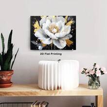 1pc Art Decor Square Canvas Wall Art With Framed Abstract Flowers Black And White Art Deco Classic Retro Style For Home Office Bathroom Living Room Bedroom Decor.Stretched And Framed Ready To Hang. - trắng - Xem 4
