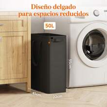 Lifewit Juego de 2 Cestos de Ropa Delgados de 50L, Cesto de Ropa Estrecho con Asas, Colapsable y Plegable para Ropa Sucia, Canasta de Ropa para Baño, Dormitorio, Recámara, Negro - Negro - Ver 11