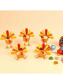 1 pièce Bougeoir en forme de dinde colorée, design debout et assis, pour la décoration de table à manger à la maison, décoration de maison pour les fêtes, mise en scène, Thanksgiving, décoration de fête de Noël