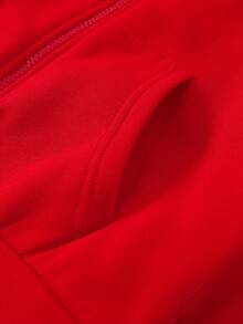 女童新款秋冬爱心印花休闲百搭保暖拉链卫衣 - 紅色 - 查看 5