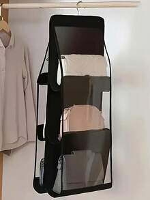 Organizer da appendere a più strati, salvaspazio per armadi, portatile, antipolvere, per appendere accessori di moda da donna, opzionale in nero/bianco a 6/8 scomparti, adatto per armadi, per riporre giocattoli, per organizzazione domestica