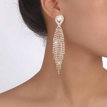 Glamorous Spring Pink CZ Crystal Tassel Earrings Stud Dance Club Party Graduation Jewelry 1 Pair - Multicolor - View 17