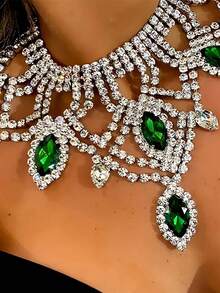 Bohemian Style Luxury Tassel Necklace, Sexy Shiny Crystal Maxi Necklace Accessory For Women, Suitable For Party & Nightclub