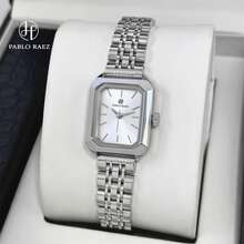 Pablo Raez 1 件银色优雅女士手表矩形复古 IPS 奢华 IPS 镀层女士正装手表不锈钢方形表壳顶级全新 AAA 设计石英复古手表商务梦幻女士时尚白色表盘带真条刻度 - 銀色 - 查看 13