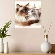 1/6pcs New 5D DIY Diamond Painting Kit, Cat Theme Pattern, Full Round Diamond Painting Canvas Art Craft, Living Room Bedroom Study, Halloween Christmas Gift, Home Decor Wall Art, Frameless