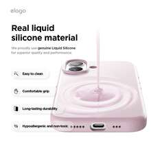 Elago High Quality Magnetic Liquid Silicone Case For IPhone 17, Compatible With MagSafe, Liquid Silicone Material, Protective Cover, Shockproof, Slim Phone, Fashion, Velvet - For Men, For Women, Luxury, Fashion, Minimalist - Màu hoa tử đinh hương nhạt - Xem 7