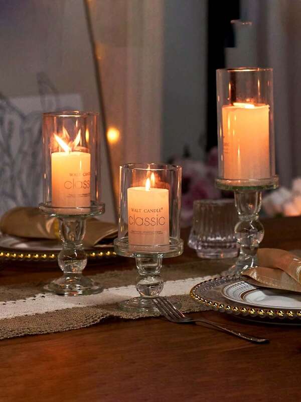 3 pezzi Portacandele in vetro, Portacandele minimalisti francesi, Portacandele in cristallo, Adatti per tavolo da pranzo, festa, matrimonio, cena a lume di candela, decorazioni, decorazioni natalizie per candele, Portacandele per soggiorno di casa, matrimonio, regalo