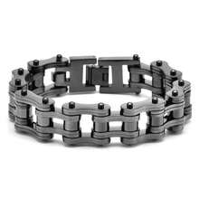 1pc Biker Jewelry Stainless Steel Bike Chain Bracelets All Antique Silver Plated Water Proof Bracelets For Men And Women - Antique Silver - View 7