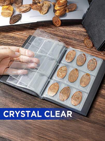 240 Pockets Coin Album - Coin Collecting Book With 10 Pages, 30x30 Mm Grid Holder For Pounds Pence Cents Dollars Nickel