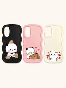Cute Panda Novelty 3pcs Dopamine Themed Phone Cases, Cute Cartoon Panda, Bear, Cat Print Phone Case Set, New Wavy Macaron Design Phone Covers, Phone Protective Cases Compatible With IPhone Spring Gift,International Version, Not The Domestic Version - Multicolor - View 16