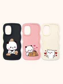 Cute Panda Novelty 3pcs Dopamine Themed Phone Cases, Cute Cartoon Panda, Bear, Cat Print Phone Case Set, New Wavy Macaron Design Phone Covers, Phone Protective Cases Compatible With IPhone Spring Gift,International Version, Not The Domestic Version - Multicolor - View 22