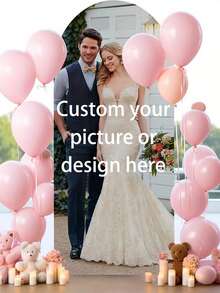 定制弹性拱门罩，个性化照片拱门套装，定制涤纶弹性婚礼单身派对拱门套装，定制拱门背景罩，适用于圆形顶部背景框，生日派对，主题派对，婚礼拱门背景罩，多种尺寸可选 - 彩色 - 查看 4