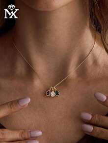 Customized Birthstone Necklace, 18K Gold Gemstone Necklace, Multi-Birthstone Necklace, Grandmother Necklace, Mother's Day Gift - Multicolor - View 5