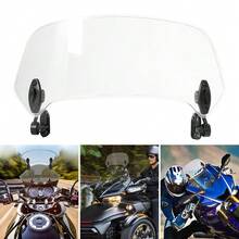 Motorcycle Windshield Extension Universal Adjustable Clip-On Windscreen Extender - Clear - View 1