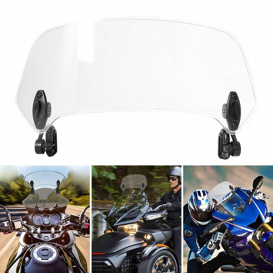 Motorcycle Windshield Extension Universal Adjustable Clip-On Windscreen Extender - Clear - View 1